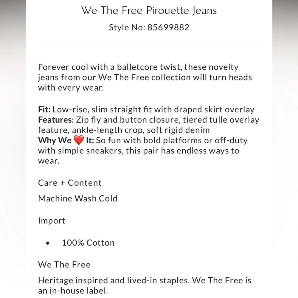 We The Free People Pirouette Tulle Ruffles Tutu Balletcore Jeans 26 NWT